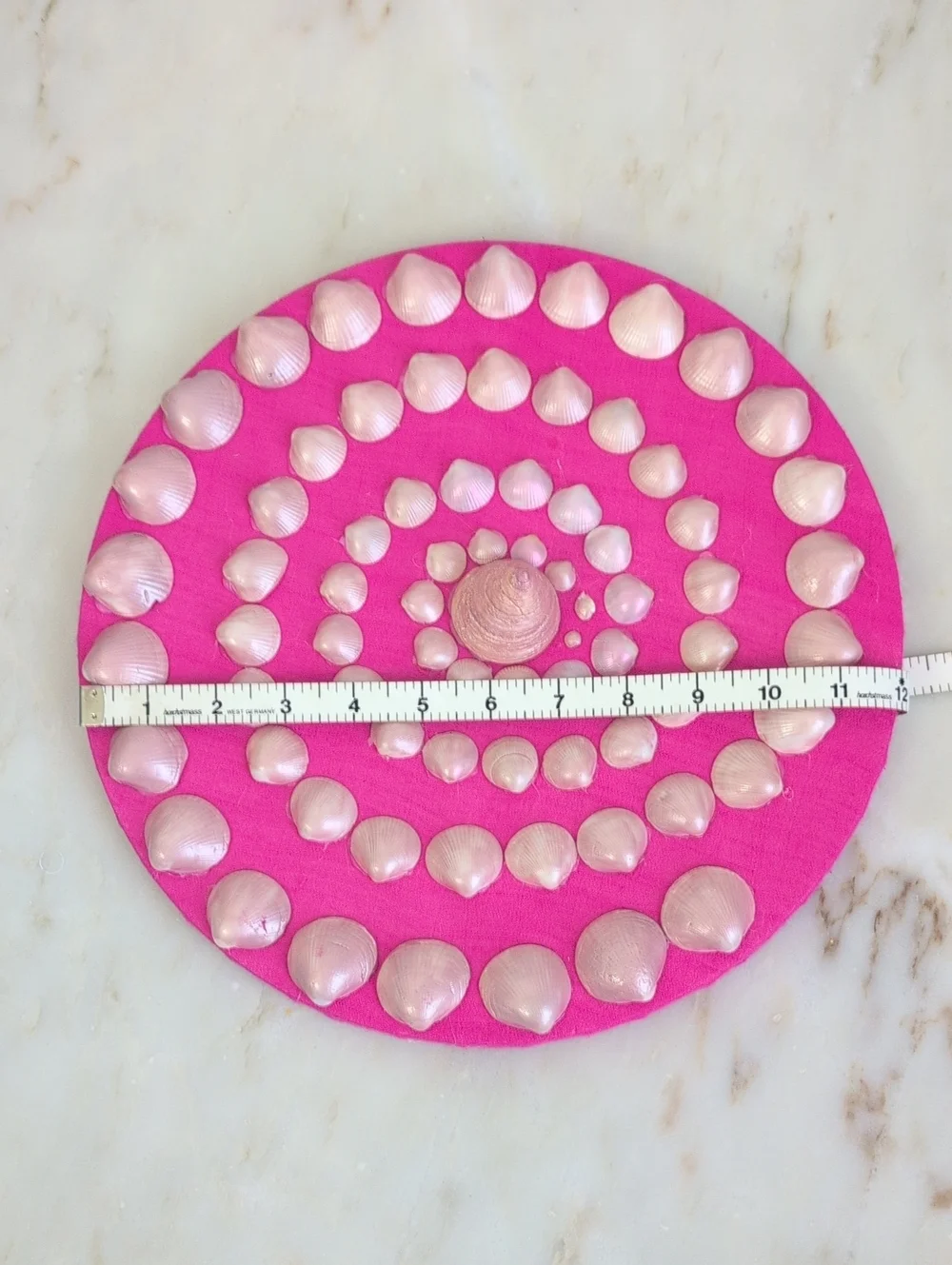 Coastal SeaShell Decorative Wall Art 12in Pink Background